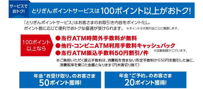 とりぎんポイントサービスは100ポイント以上がおトク