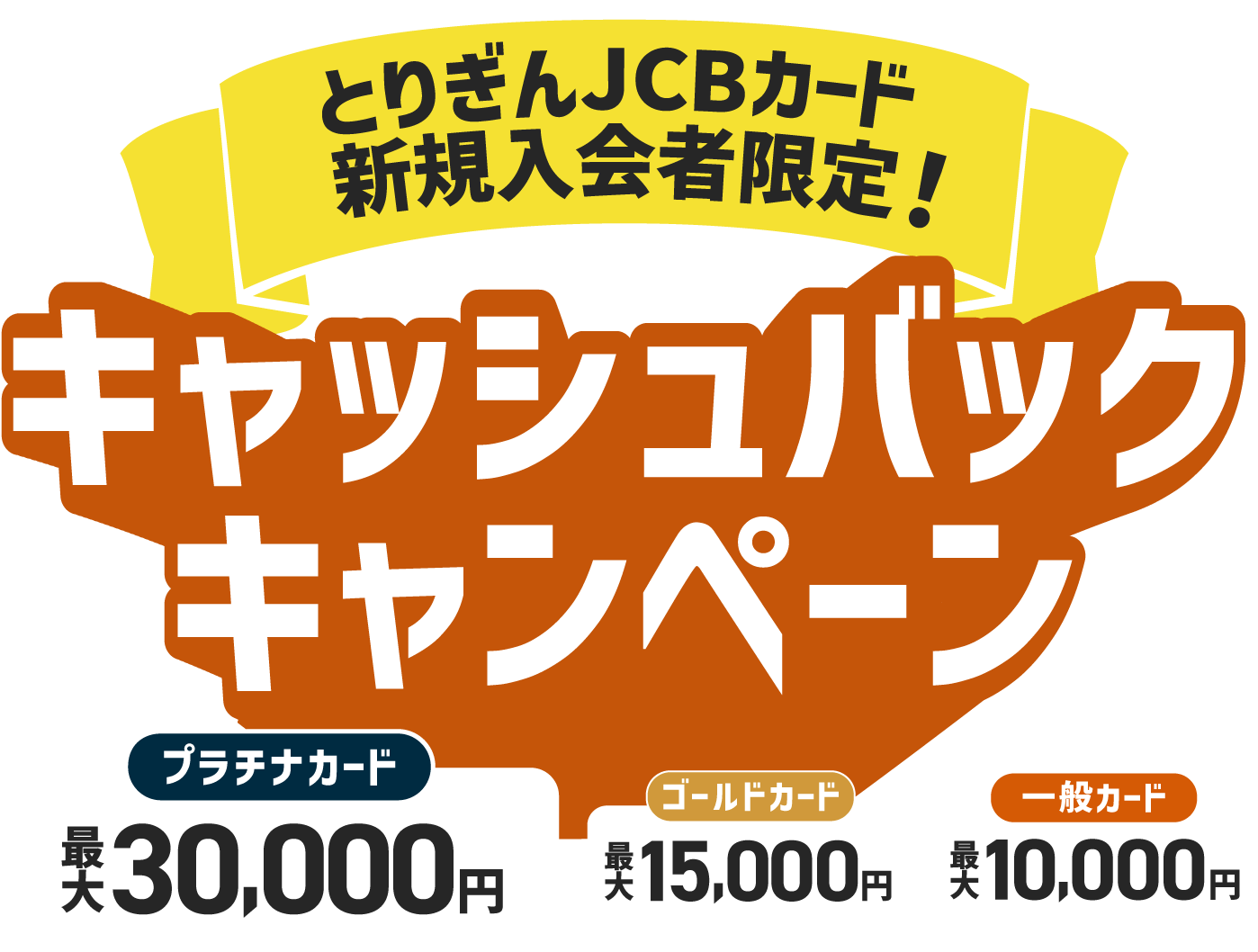 プラチナカード最大30,000円 ゴールドカード最大15,000円 一般カード最大10,000円 キャッシュバックキャンペーン