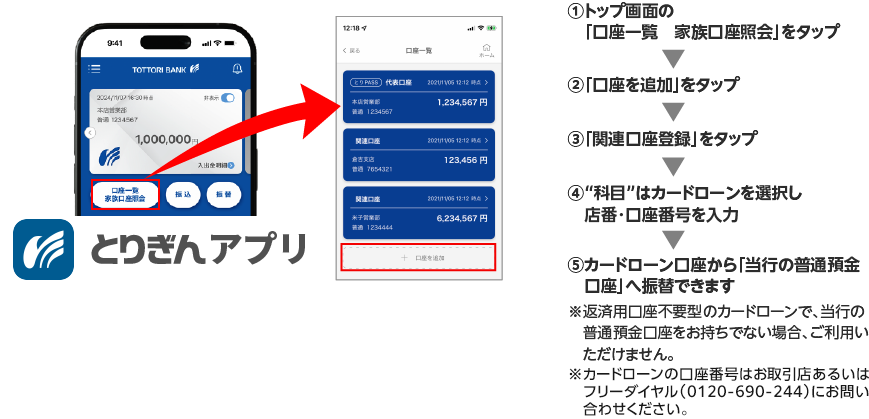 とりぎんアプリ口座登録手順