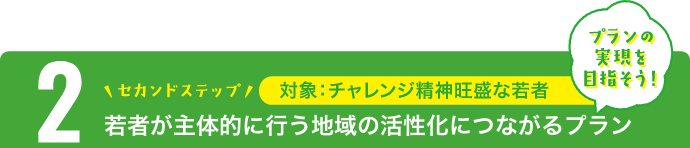 セカンドステップ　若者が主体的に行う地域の活性化につながるプラン